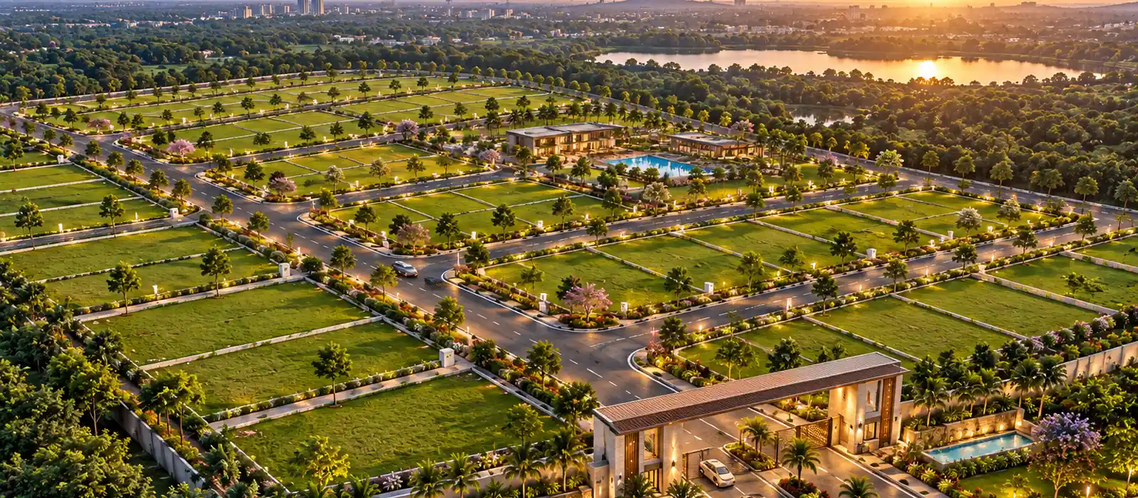 Aerial view of Godrej Elanor premium residential plots at Thiruporur, Chennai
